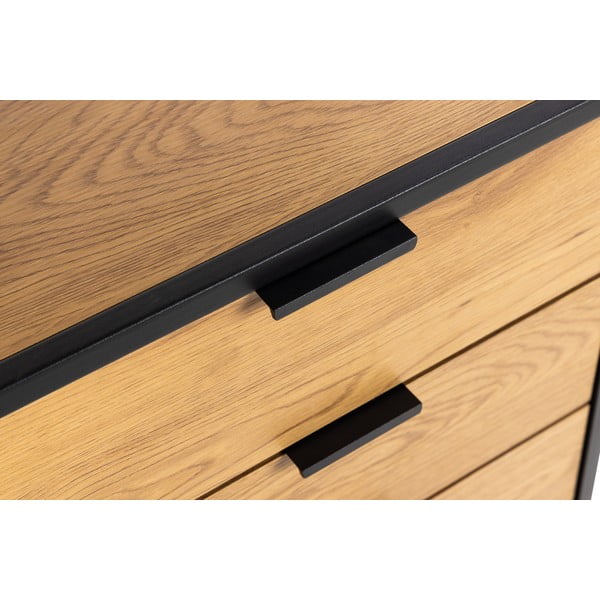 Bibliotecă neagră în decor de stejar 85x141 cm Swindon - Actona-image-1