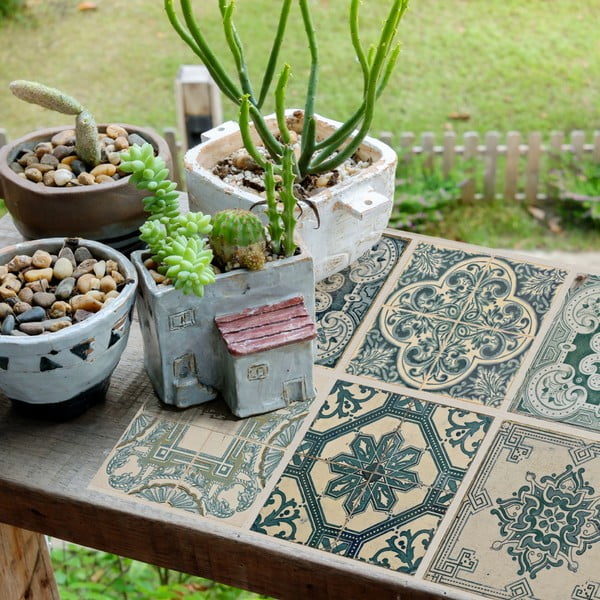Set 4 autocolante Walplus Vintage Green Tiles