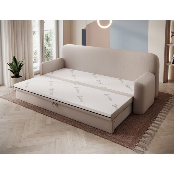 Canapea bej extensibilă/cu spațiu de depozitare cu tapițerie din catifea 236 cm Elioss – ELTAP-image-2