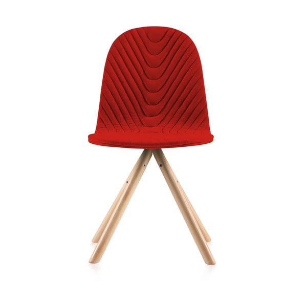 Scaun cu picioare în nuanță naturală Iker Mannequin Wave, roșu