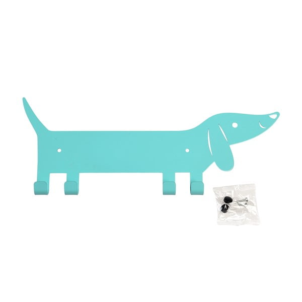 Cuier pentru copii turcoaz pentru perete din metal Sausage Dog – Rex London-image-3