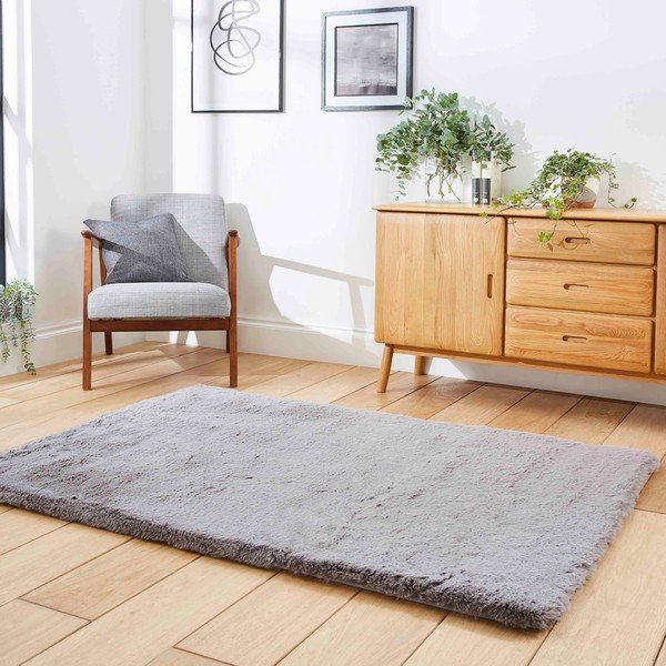 Covor gri 60x120 cm Super Teddy – Think Rugs-image-1