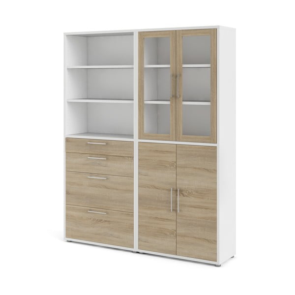 Bibliotecă modulară albă/cu aspect de lemn de stejar 178x222 cm Prima – Tvilum
