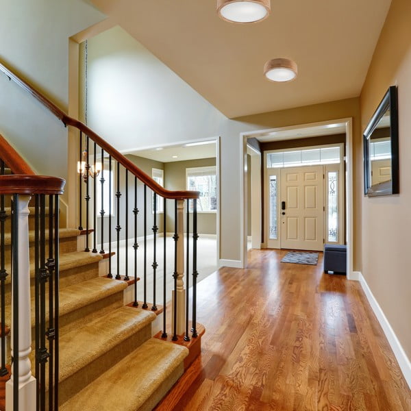 Plafonieră maro cu abajur din sticlă ø 27 cm Eveline – LAMKUR-image-1