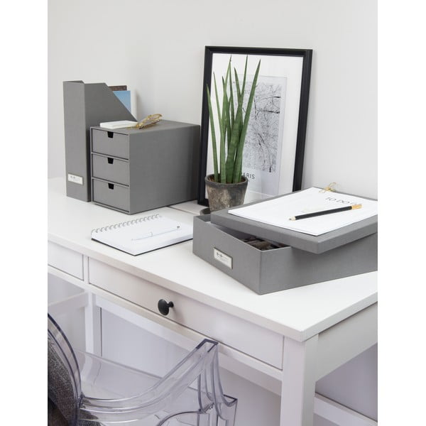 Cutie de depozitare cu etichetă pentru documente Bigso Box of Sweden Oskar, format A4, gri-image-3