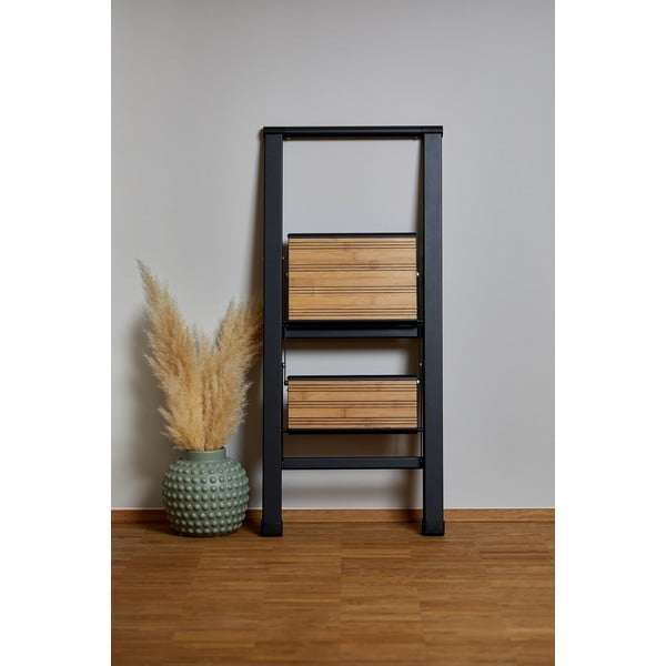 Scară pliabilă cu înveliș antiderapant din aluminiu Wenko Stepladder II, negru-image-3