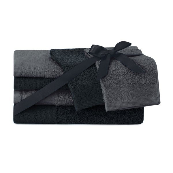 Prosoape de baie negre/gri 6 buc. din bumbac din frotir Flos – Restilo-image-1