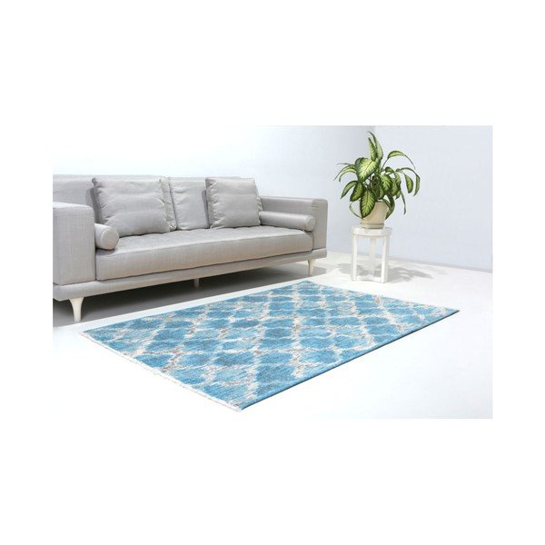 Covor reversibil Vitaus Camila, 77 x 200 cm, albastru - gri -image-2