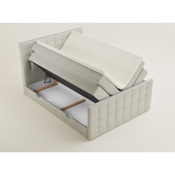Pat boxspring crem cu spațiu de depozitare 200x200 cm Tasca – Maison de Rêve-image-3
