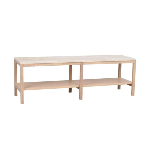 Masă consolă albă/în culoare naturală cu blat din piatră 140x40 cm Orwel - Rowico-image-2