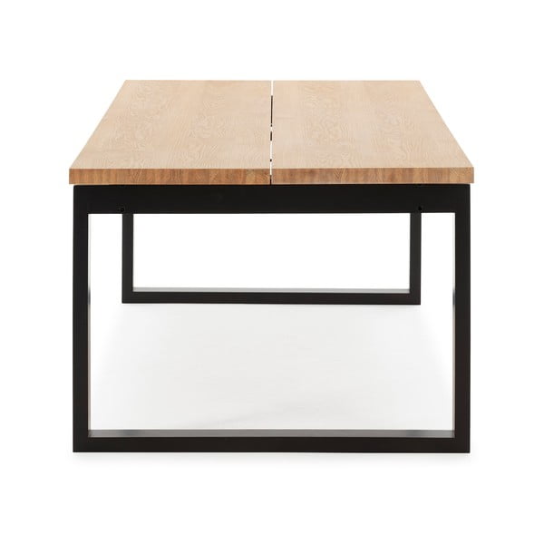 Masă de dining cu blat cu aspect de lemn de stejar 100x220 cm Rina – Marckeric-image-3