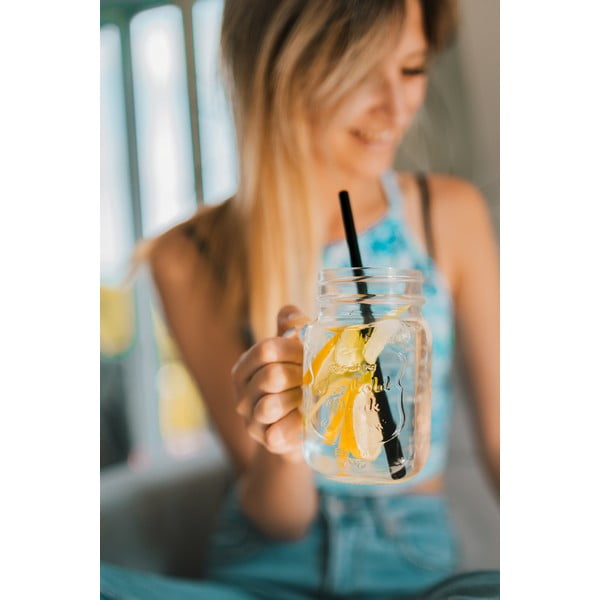 Set 6 paie din sticlă Vialli Design, lungime 20 cm, negru-image-2