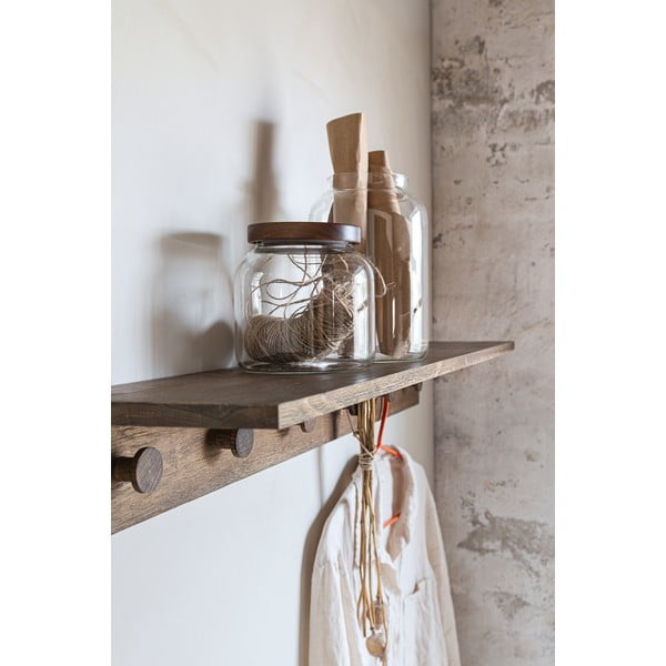 Cuier de perete maro cu raft din lemn de stejar 90 cm Showcase – Mette Ditmer Denmark-image-2
