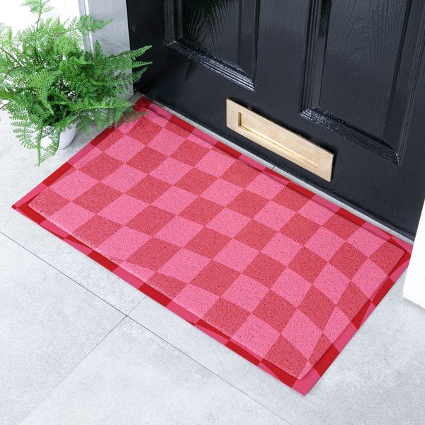 Covoraș de intrare din plastic reciclat 40x70 cm Wavy Checkerboard  – Artsy Doormats-image-1
