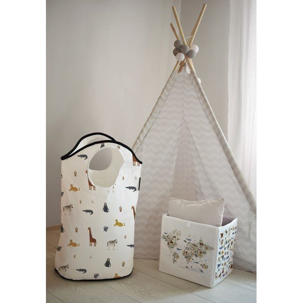 Coș de jucării pentru copii alb din material textil 57x26x70 cm Safari Animals – Butter Kings-image-1