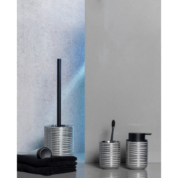 Suport pentru periuța de dinți argintiu din ceramică Vilalba – Wenko-image-1