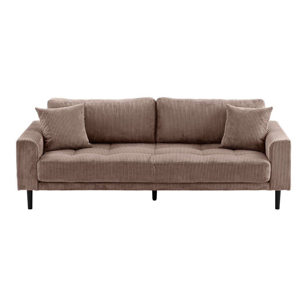 Canapea maro cu tapițerie din catifea reiată 210 cm Lido – House Nordic