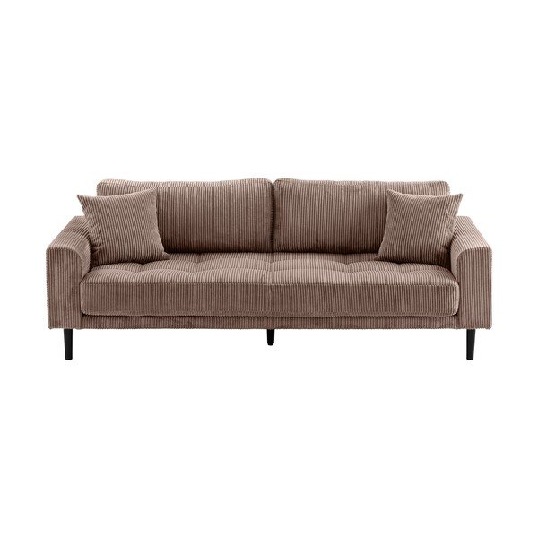 Canapea maro cu tapițerie din catifea reiată  210 cm Lido – House Nordic