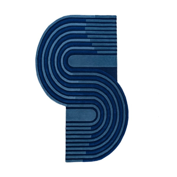 Covor albastru închis țesut manual din lână 120x180 cm Conway Retro – Flair Rugs