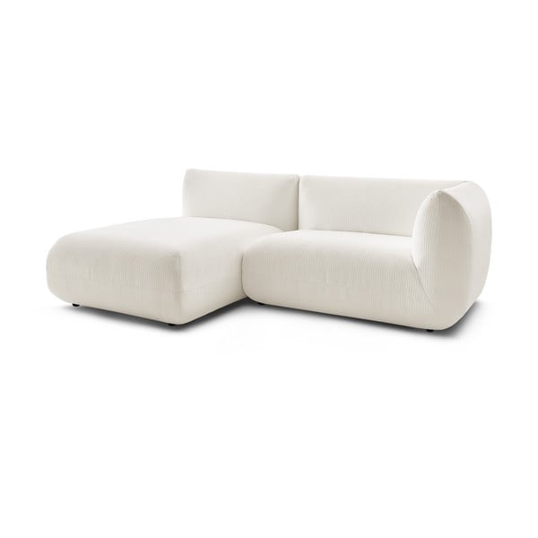 Colțar alb cu tapițerie din catifea reiată  (cu colț  pe partea stângă ) Lecomte – Bobochic Paris-image-3