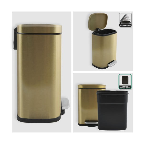 Coș de gunoi auriu mat cu pedală din oțel 5 l   Akira – Spirella-image-4