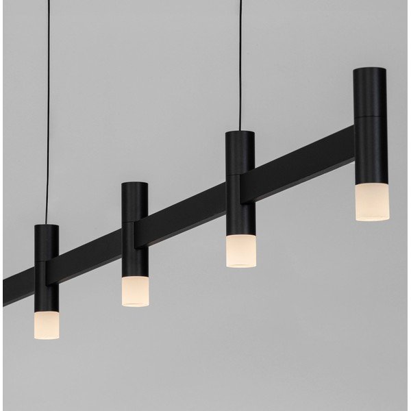 Lustră negru-mat LED cu intensitate reglabilă din aluminiu cu abajur din sticlă acrilică Poetic – Nova Luce-image-1