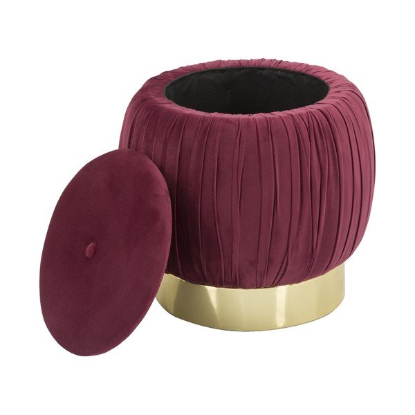 Taburet cu spațiu de depozitare Mauro Ferretti Paris, ø 41 cm, roșu vișiniu-image-4