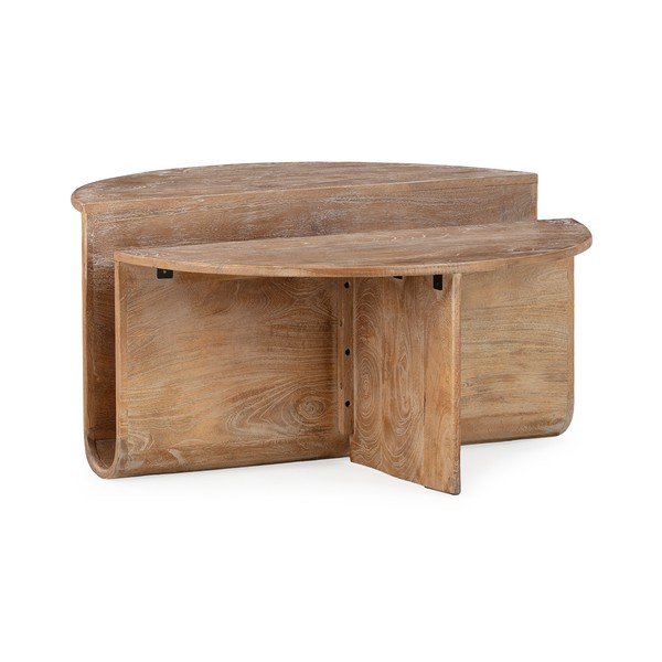 Măsuță de cafea în culoare naturală închisă rotundă din lemn de mango ø 80 cm Divya – MOME