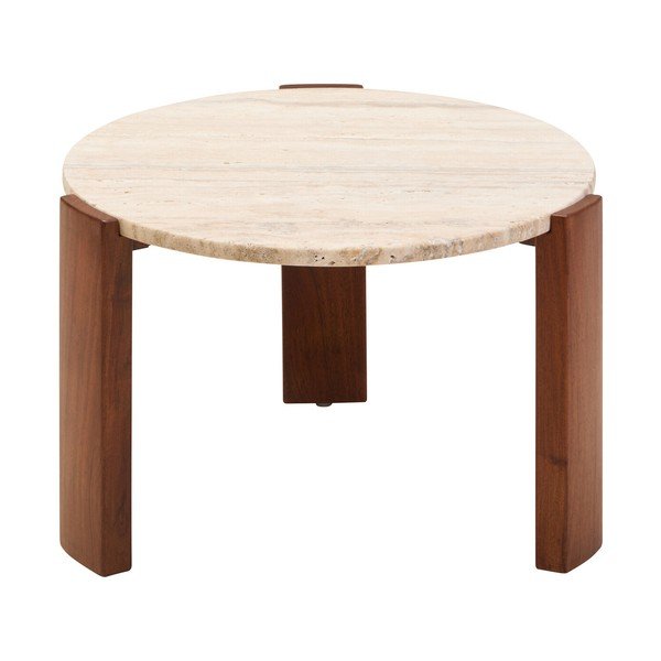 Măsuță de cafea maro/în culoare naturală deschisă rotundă cu blat din marmură ø 60 cm Palermo – Premier Housewares