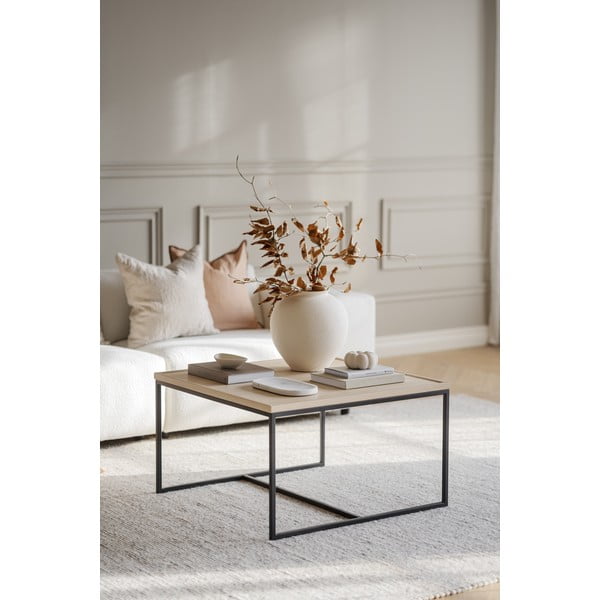 Măsuță de cafea natural  cu blat din lemn de stejar ø 80 cm Deerfield – Rowico-image-3