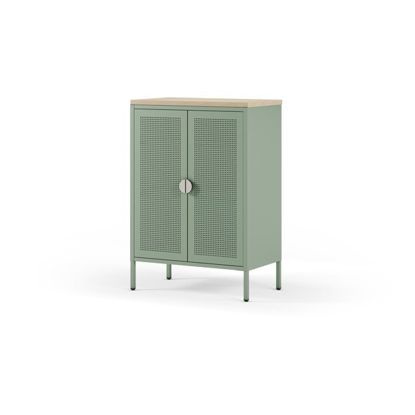 Dulap verde mentă/în culoare naturală din metal 70x100x40 cm Sayla – Marckeric-image-4