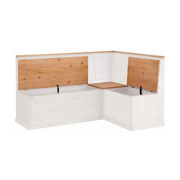 Bancă de colț variabilă din lemn de pin cu spațiu de depozitare Støraa Silas, alb-image-2