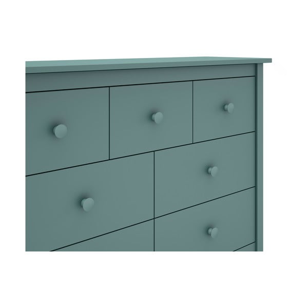 Comodă pentru copii în culoarea petrolului joasă din lemn de pin 110x80 cm Max – Marckeric-image-1