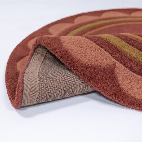 Covor burgundy țesut manual rotund din lână ø 120 cm Lois – Flair Rugs-image-3
