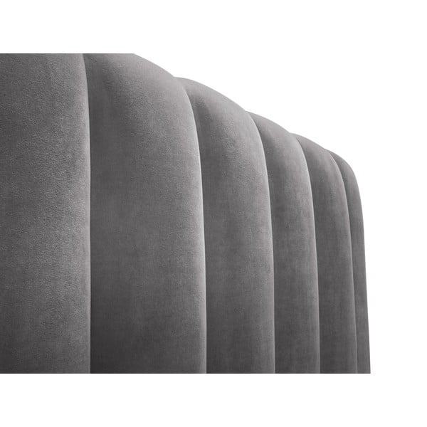 Pat dublu 180x200 cm gri tapițat cu spațiu de depozitare și somieră Kelp – Micadoni Home-image-4