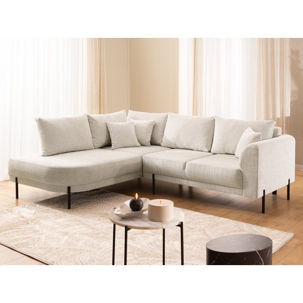 Colțar bej cu tapițerie din chenille (cu colț pe partea stângă/în formă de ”L”) Mauris  – Ropez-image-4