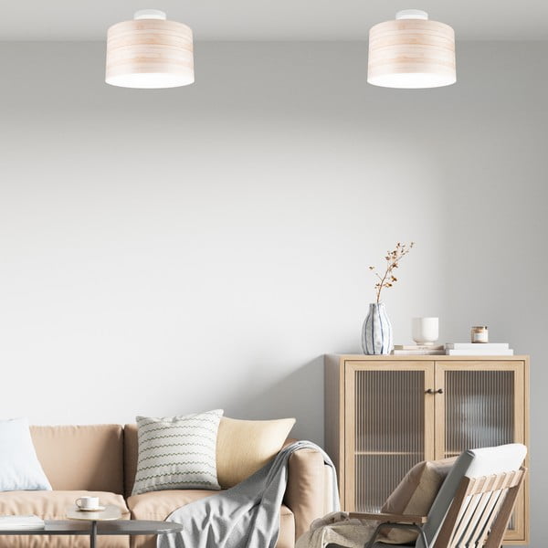 Plafonieră maro deschis cu abajur textil ø 35 cm Print – LAMKUR-image-1