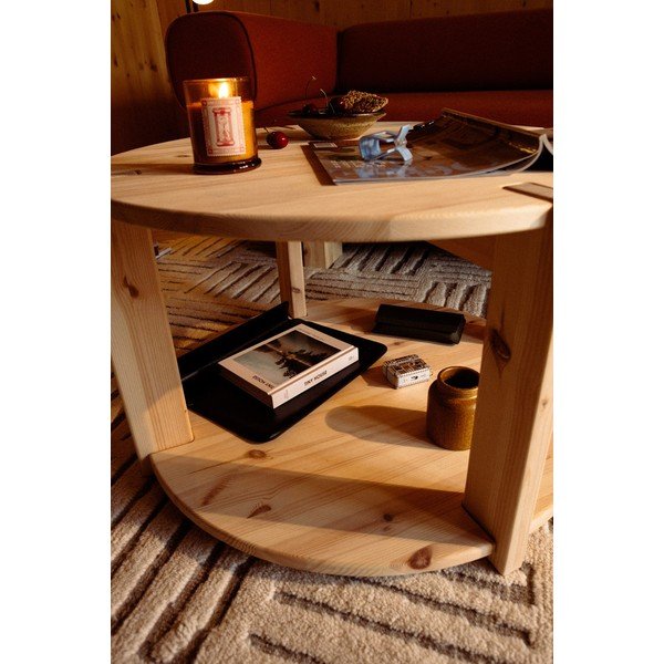 Măsuță de cafea în culoare naturală deschisă rotundă din lemn de pin ø 70 cm Tuck – Karup-image-4