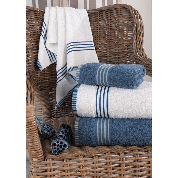 Prosoape de baie albe/albastre 4 buc. din bumbac – Mila Home-image-1