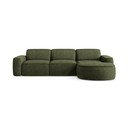 Colțar verde cu tapițerie din chenille (cu colț pe partea dreaptă/cu șezlong) Omao – Makamii