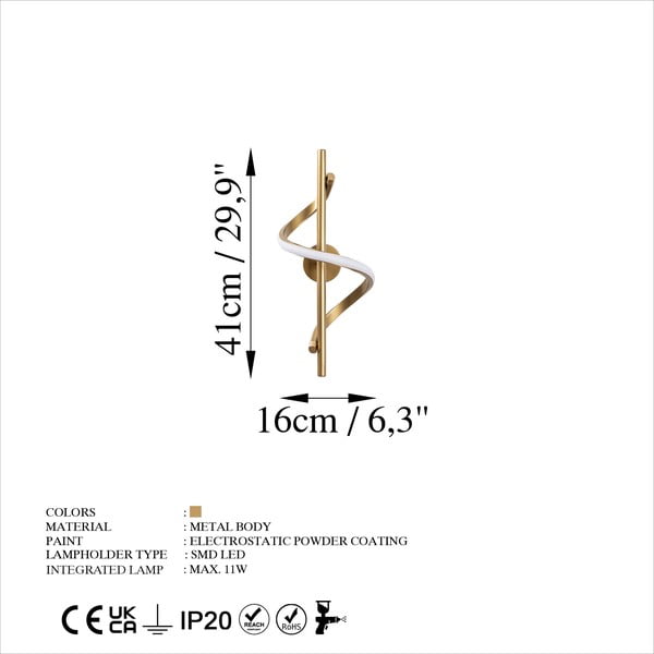 Aplică de perete alămie LED Likma – Opviq lights-image-4