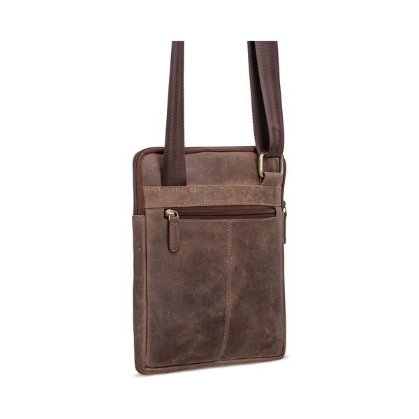 Geantă de umăr din piele pentru iPad Packenger, maro închis-image-1
