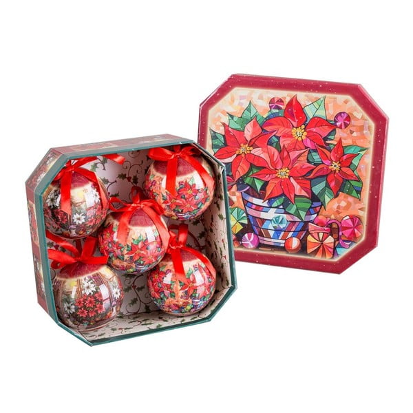 Globuri de Crăciun 5 buc. ø 7,5 cm Ponsetia Memory – Casa Selección
