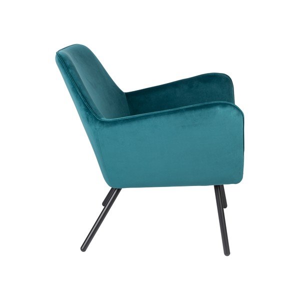 Fotoliu cu tapițerie din catifea White Label Bon, albastru turcoaz-image-3