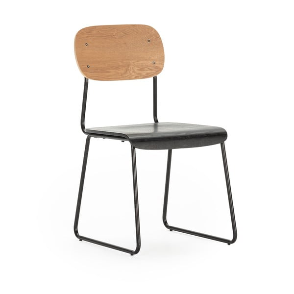 Scaune de dining negre/în culoare naturală 2 buc. cu aspect de lemn de frasin Aira – Marckeric