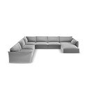 Colțar gri deschis cu tapițerie din catifea (cu colț pe partea stângă, în formă de "U") Vanda – Mazzini Sofas