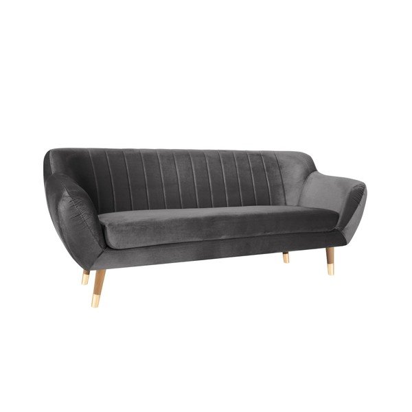 Canapea cu tapițerie din catifea Mazzini Sofas Benito, gri, 188 cm-image-2
