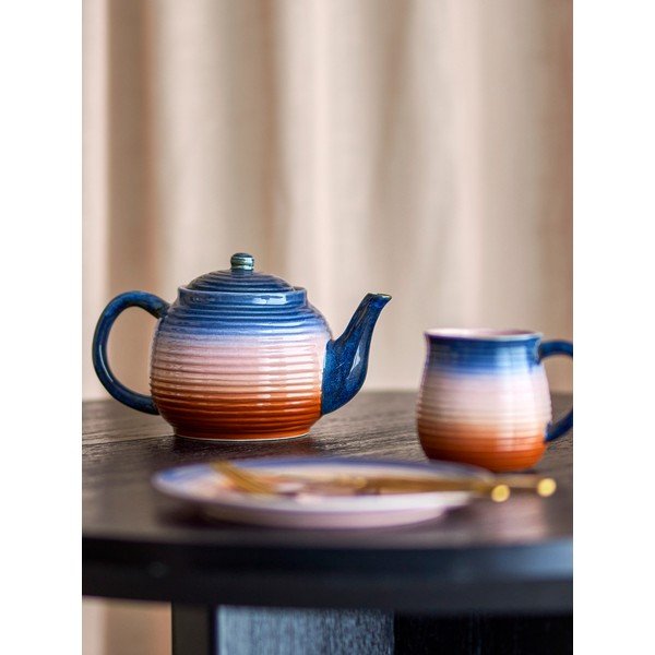 Ceainic albastru/portocaliu cu filtru din ceramică 890 ml Tatum – Bloomingville-image-1