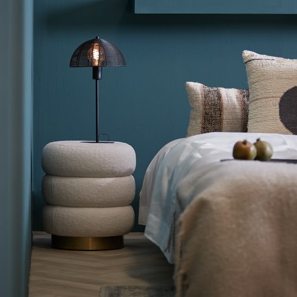 Taburet alb cu tapițerie din stofă bouclé Kimi – Light & Living-image-4