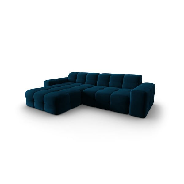 Colțar albastru închis cu tapițerie din catifea (pe partea stângă) Kendal – Micadoni Home-image-3